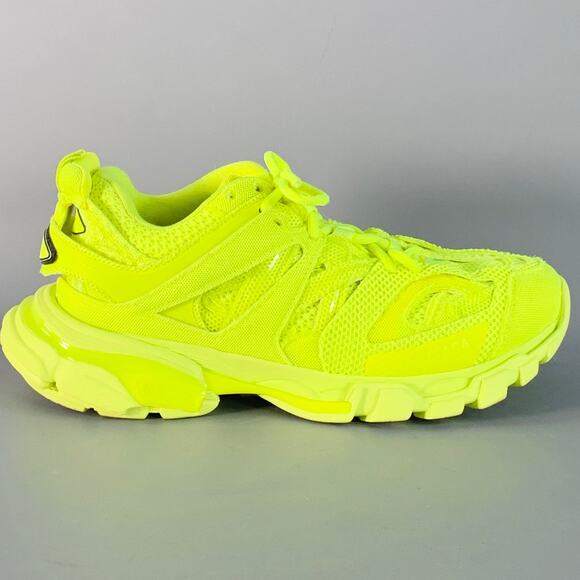 BALENCIAGA Size 6 Track 3 Green Neon Nylon Chunky Sneakers - Picture 2 of 9
